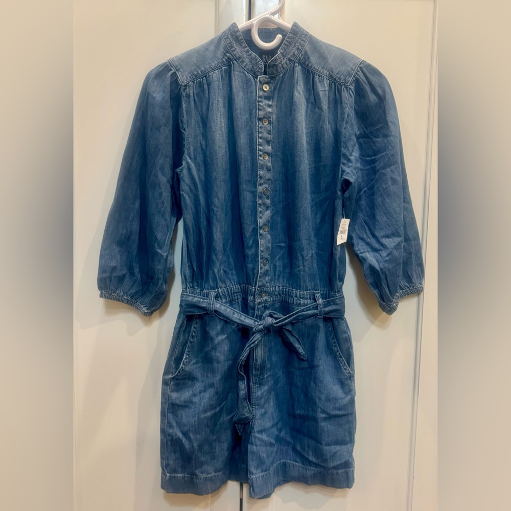 GAP Kids Denim Long Sleeve Romper with Belt - Size XL Girls